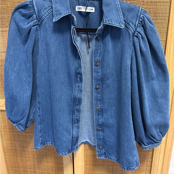 Zara ZW Collection Denim Blouse size medium - Picture 2 of 7